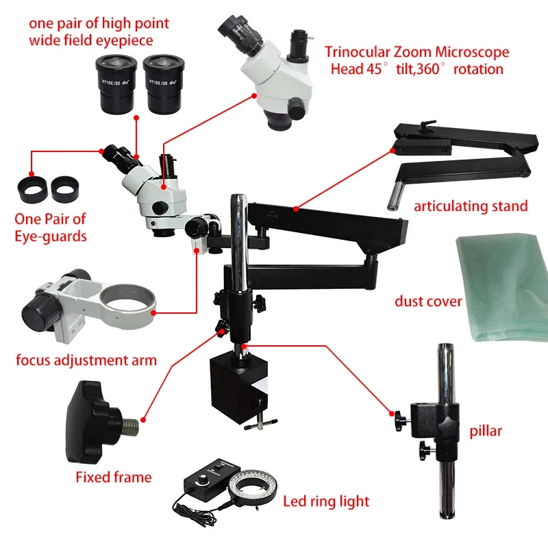 Flexible Moving Articulated Ar - đánh giá và giá Articulating Arm Boom Stand Microscope