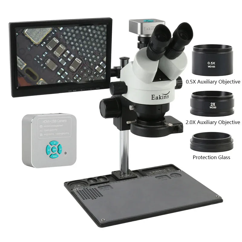 7X 45X Zoom Industrial Simul-f - đánh giá và giá Simul-Focal Industrial Microscope 4K Hdmi