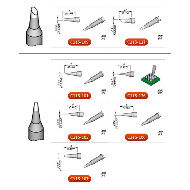 Original JBC C115 Cartridges S - đánh giá và giá C115 Nano Soldering Iron Station