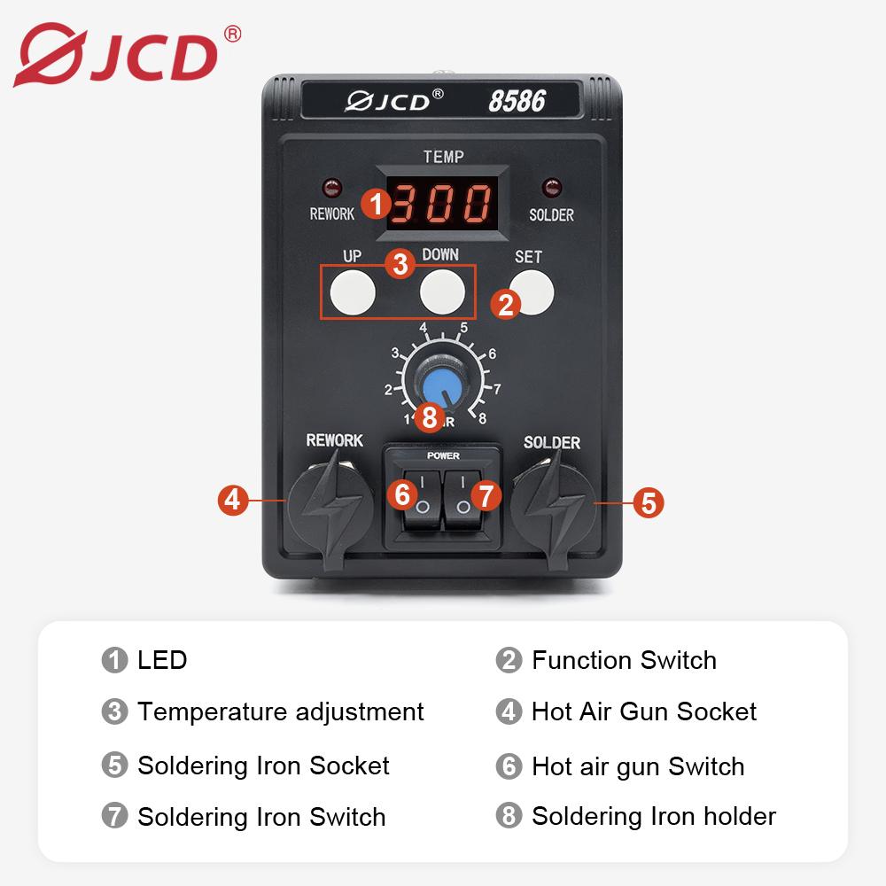 JCD 750W 8586 2 In 1 Digital E - đánh giá và giá 2 In 1 Soldering Rework Station 750W