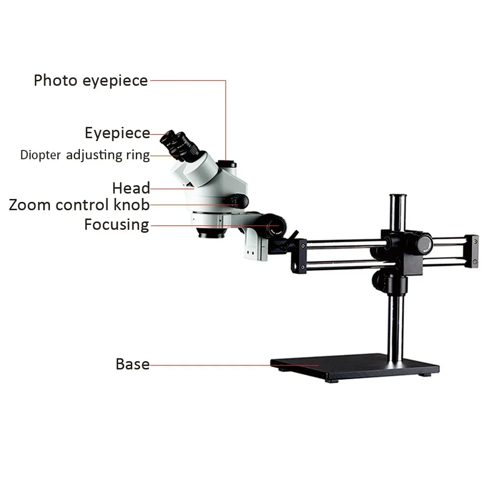 2026/Steady Base Double Boom S - đánh giá và giá Trinocular Stereo Microscope 7X-45X