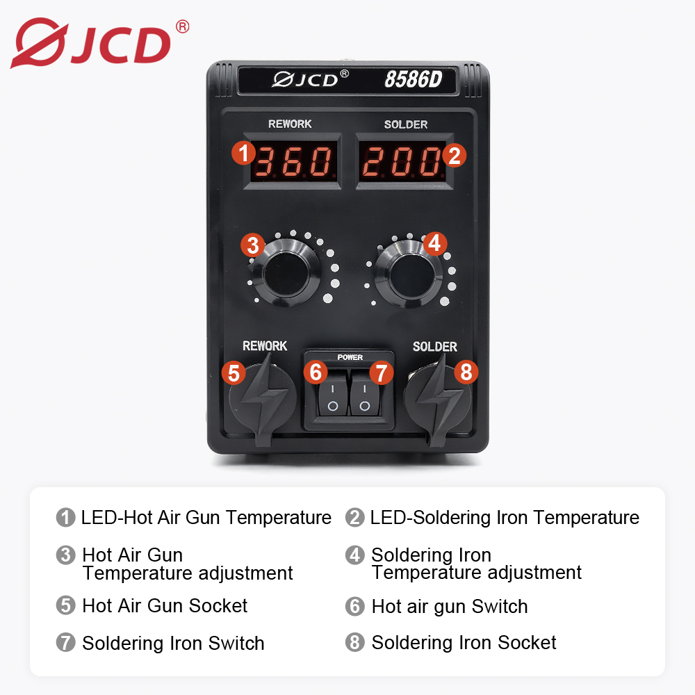 JCD 8586D 2-in-1 Soldering Sta - đánh giá và giá 2 In 1 Soldering Rework Station 750W